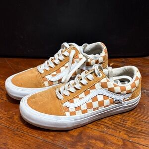 Vans Orange and White Checkerboard Shoes